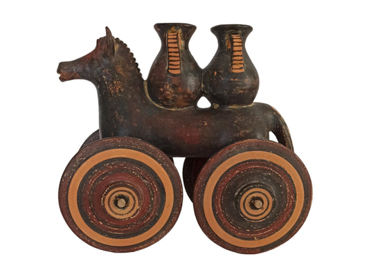 Horse on Wheels - Carrying Amphoras - Children's Toy - Athens, Attica  - Geometric Period Pottery - Museum Reproduction - Ceramic Artifact