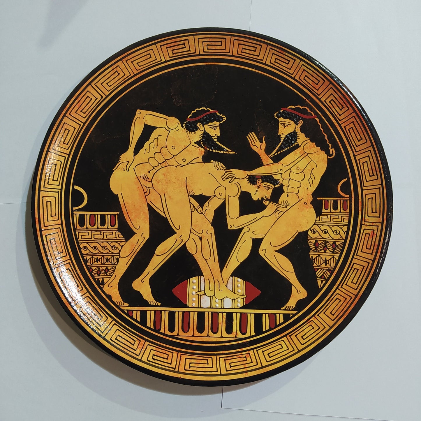 Homoerotic Scene between Three Males  - Athens, 450 BC - Caution in love is perhaps the most fatal to true happiness - Handmade in Greece