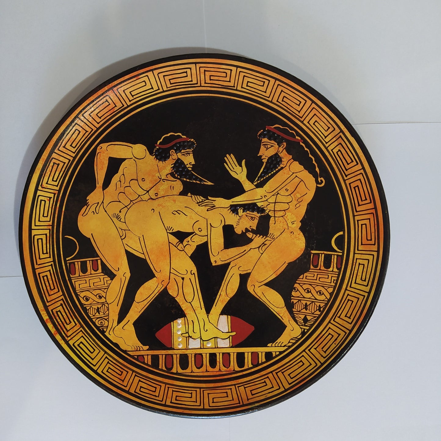 Homoerotic Scene between Three Males  - Athens, 450 BC - Loved you yesterday, love you still, always have, always will - Handmade in Greece