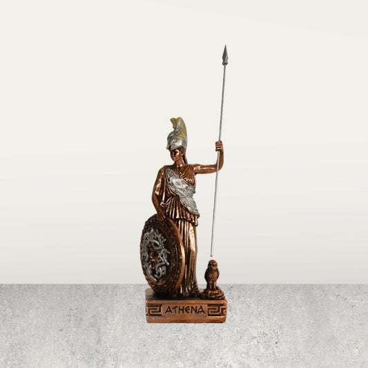 Athena Minerva -  Panathenaia - Greek Roman goddes of Wisdom, Strength, Strategy, Courage, Inspiration, Arts - Copper Plated Alabaster