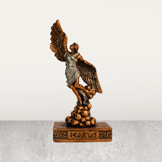 The Flight of Icarus - Son of Daedalus - Escape from Crete with Wings from Wax and Drowned - Copper Plated Alabaster