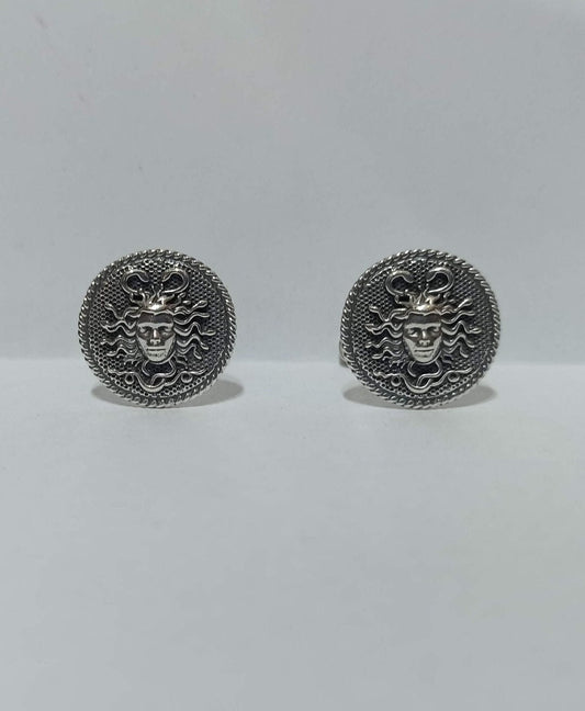 Medusa - Gorgo - Snake-Haired Gorgon - Snake Lady - Monster Figure - Perseus and Goddess Athena Myth - Cufflinks - 925 Sterling Silver