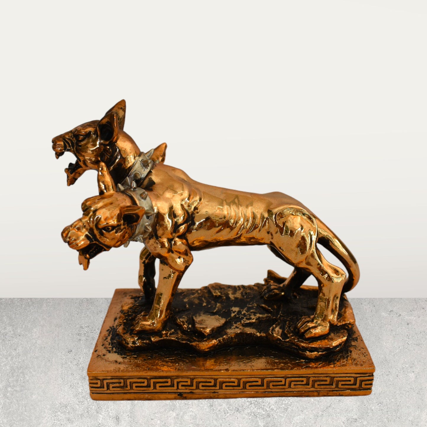 Cerberus -Three-Headed Dog of Hades - Guarding Underworld to prevent the souls of the departed from escaping - Copper Plated Alabaster