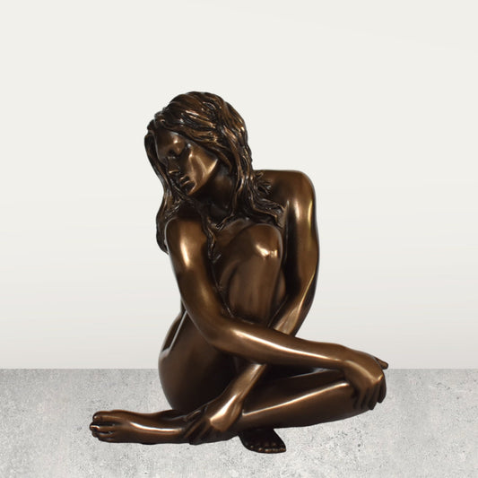 Naked Female Statue - She can find ways to express her sentiment towards the one she love most - Cold Cast Bronze Resin