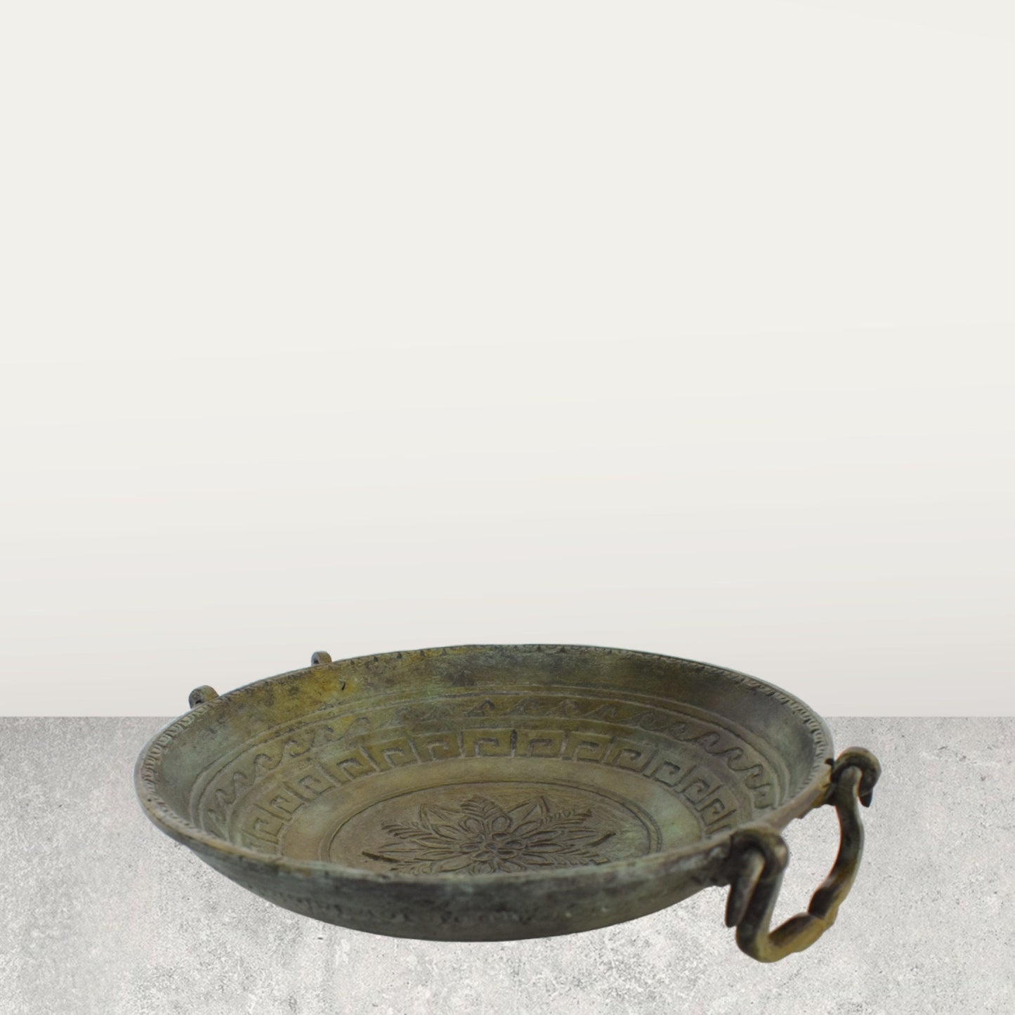 Ancient Greek Macedonian Plate - Meander - Floral Design - Museum Reproduction - pure Bronze  item