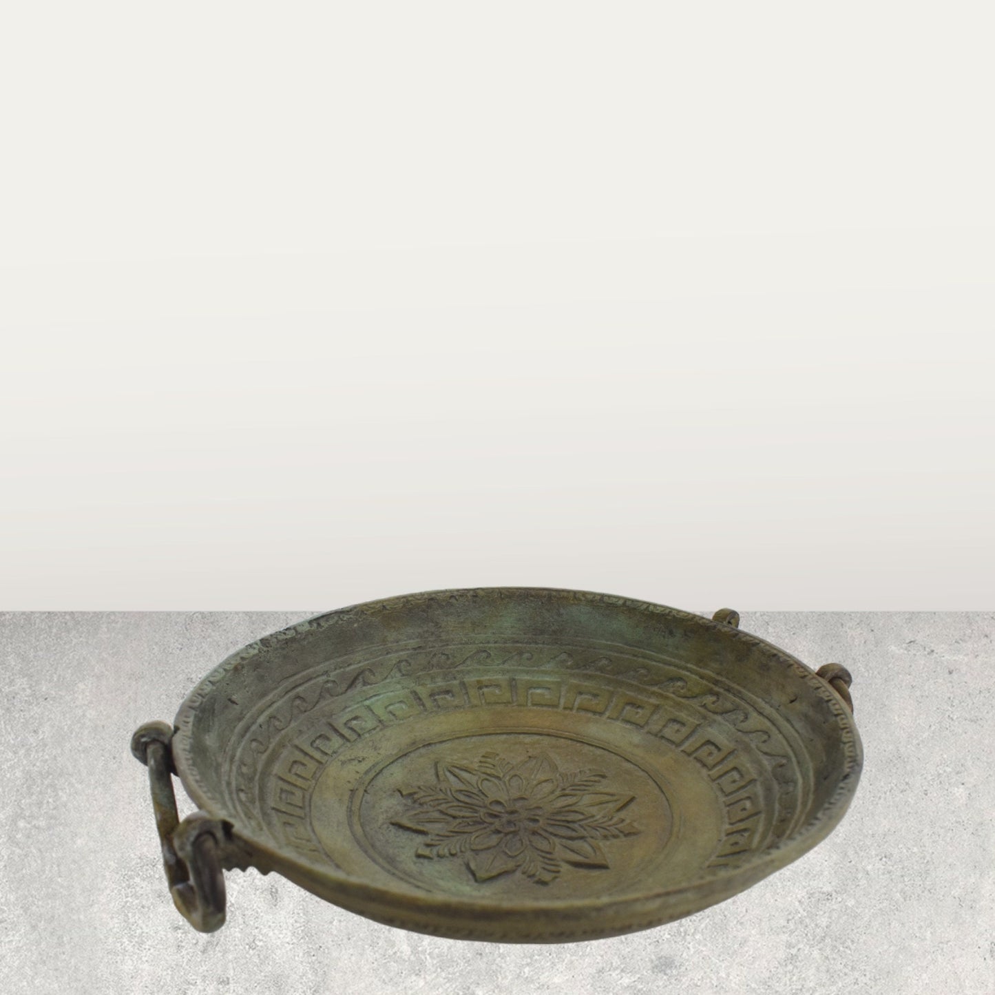 Ancient Greek Macedonian Plate - Meander - Floral Design - Museum Reproduction - pure Bronze  item