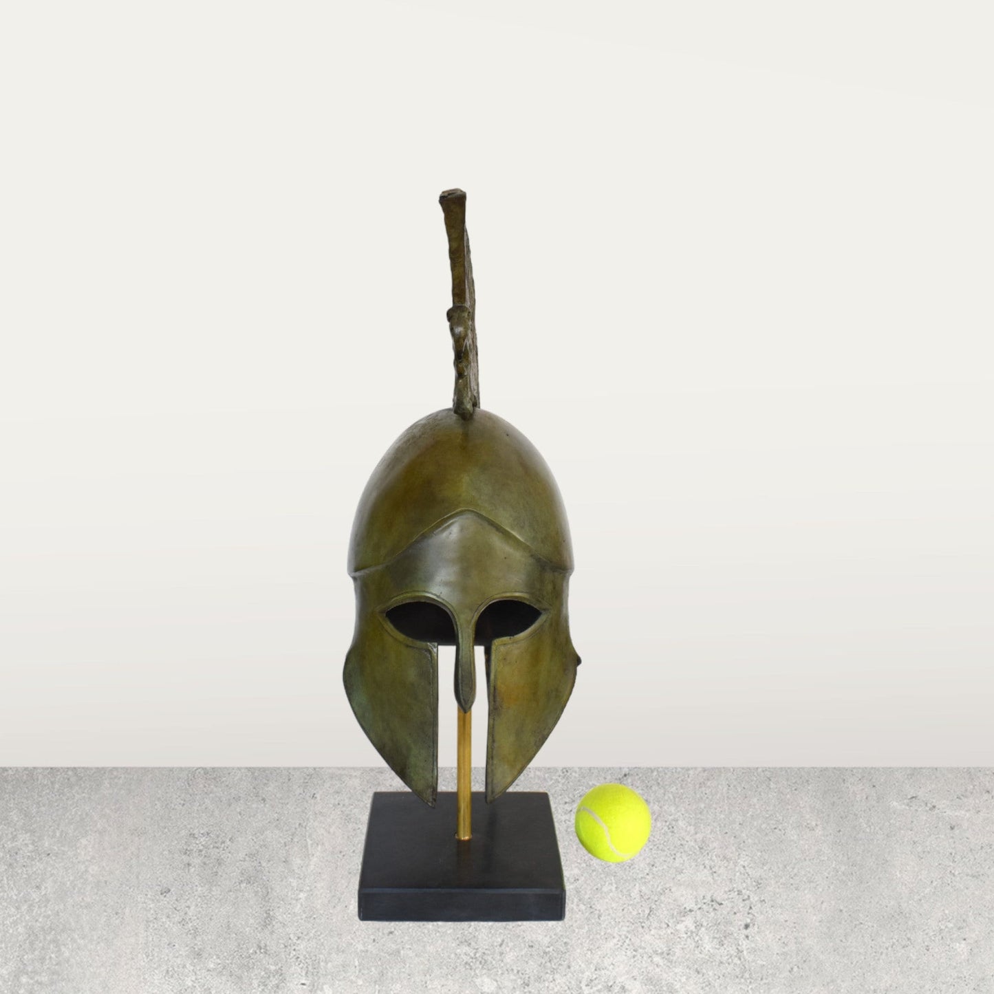 Ancient Greek Athenian Corinthian Helmet with Griffin - Classic Period - Marble Base  - Museum Reproduction - Pure Bronze Statue