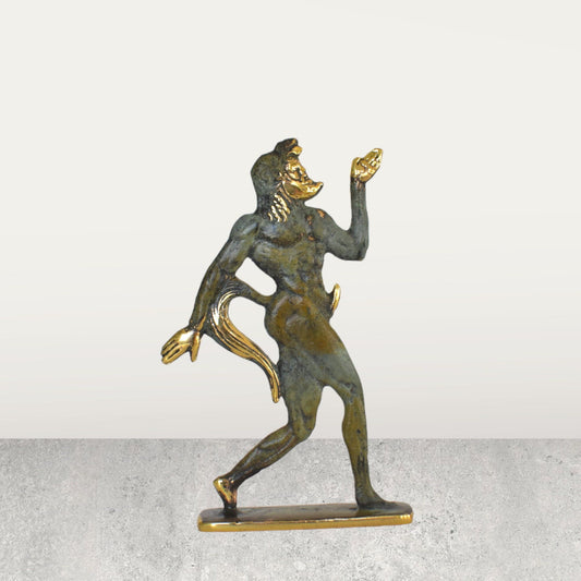 Satyr Silenus - Male rustic fertility daemon of the countryside and wilds - Attendant of Pan and Dionysus - Goat-Human Hybrid- pure bronze