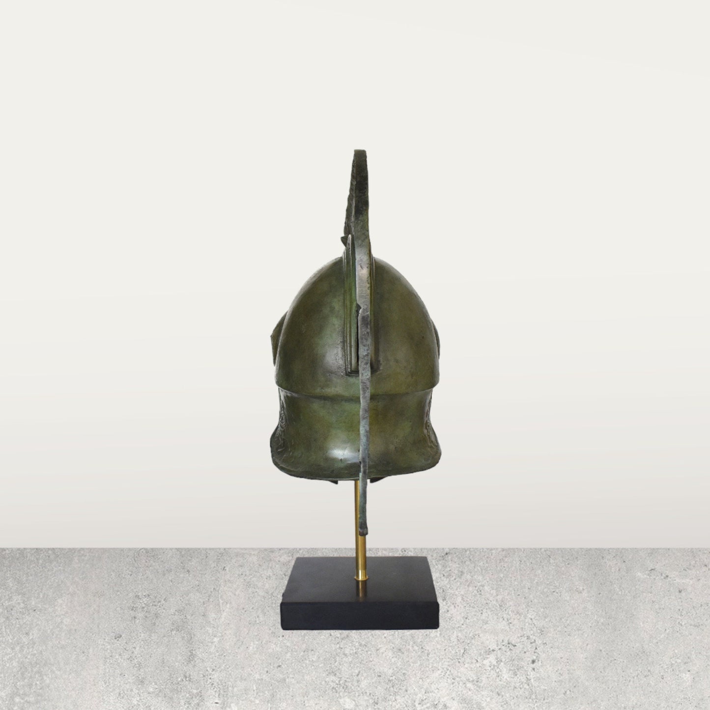 Ancient Greek Spartan Corinthian Helmet - Griffin Motif and marble base  - museum reproduction - pure bronze  statue