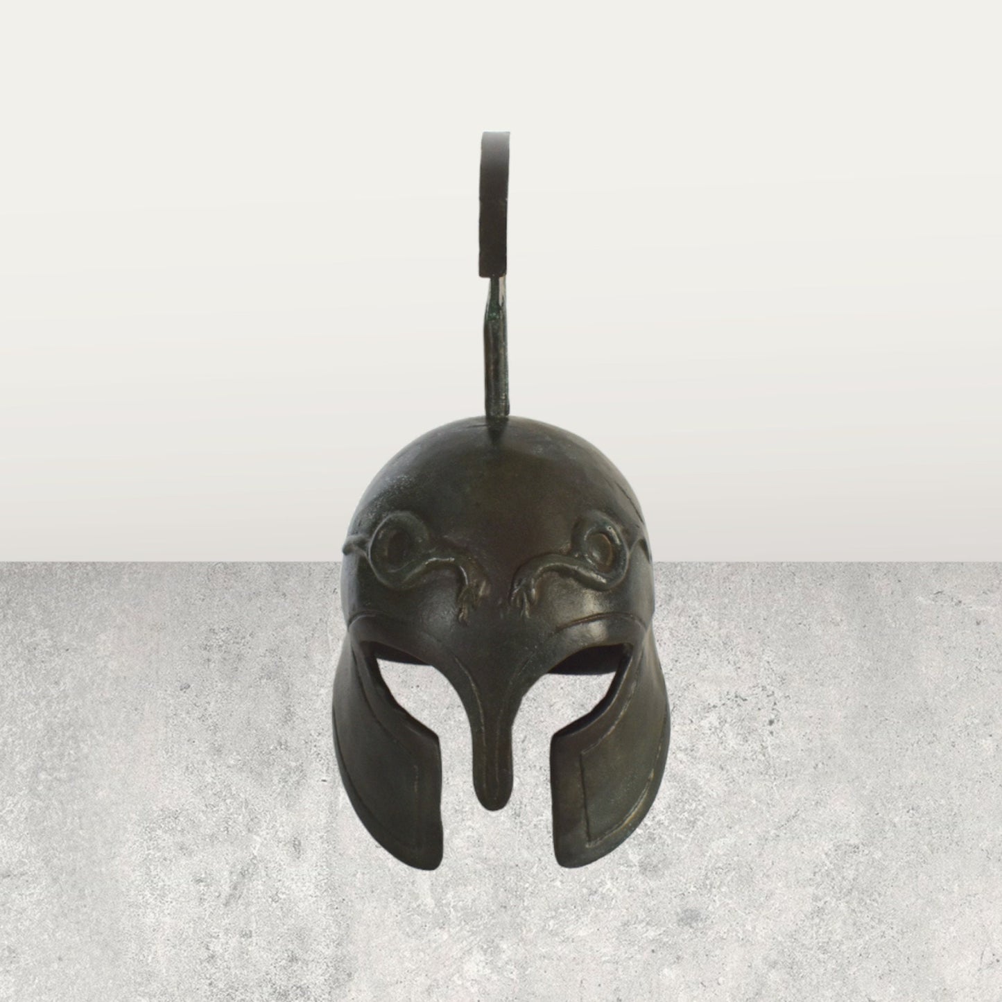 Ancient Greek Spartan Corinthian Helmet - With Snakes - pure bronze statue