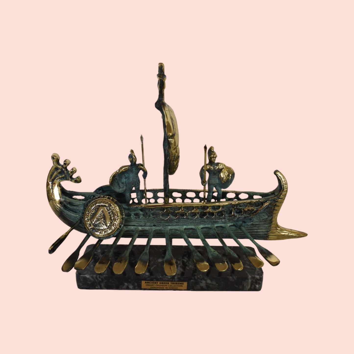 Trireme - Spartan Warship - Greco-Persian War - Salamis Battleship - 480 BC - pure bronze  statue