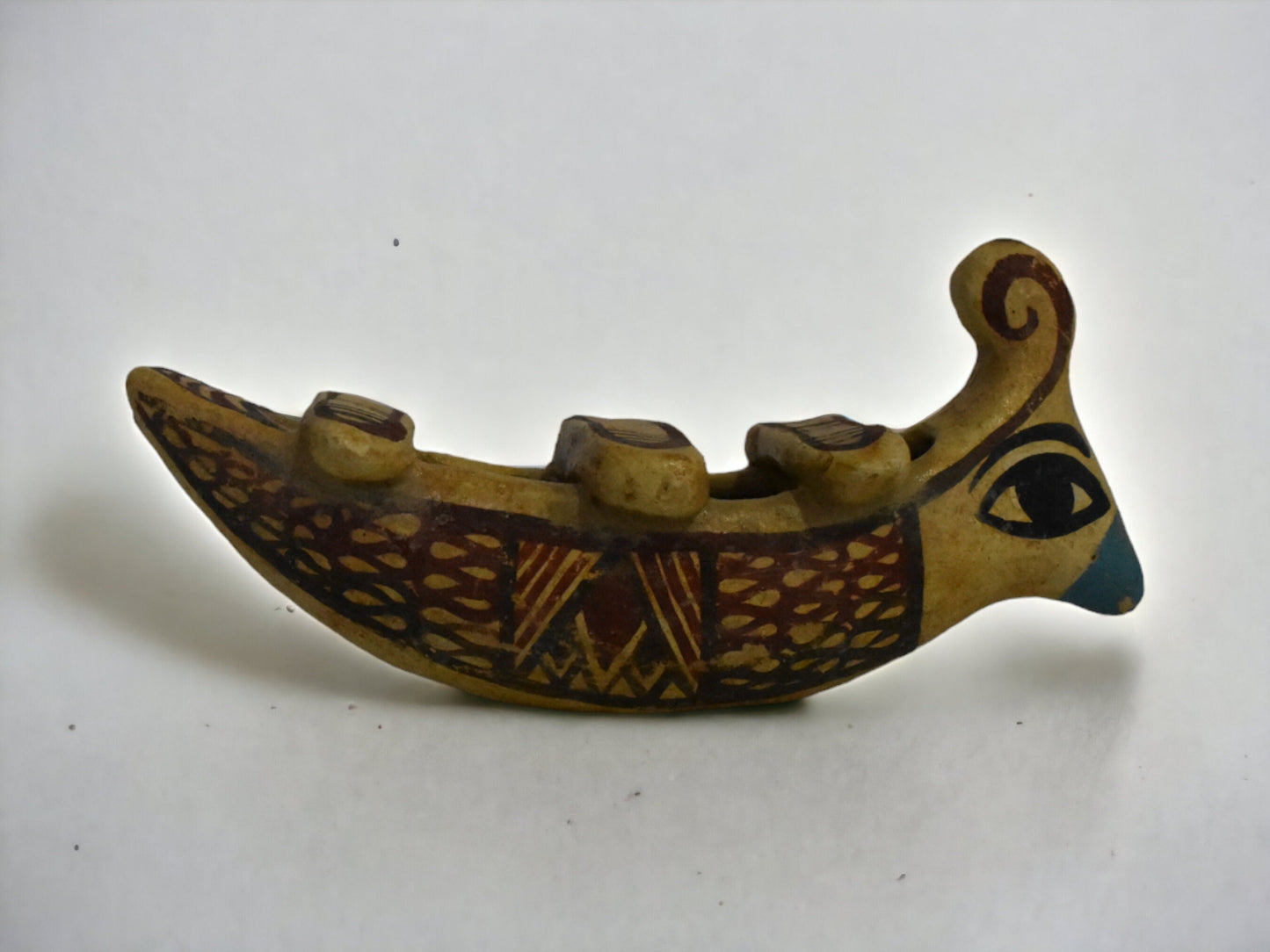 Terracotta model of a Boat - Cyprus - ca 700 BC - Apotropaic Eye, Symbol of Protection -  Museum Reproduction - Ceramic Artifact