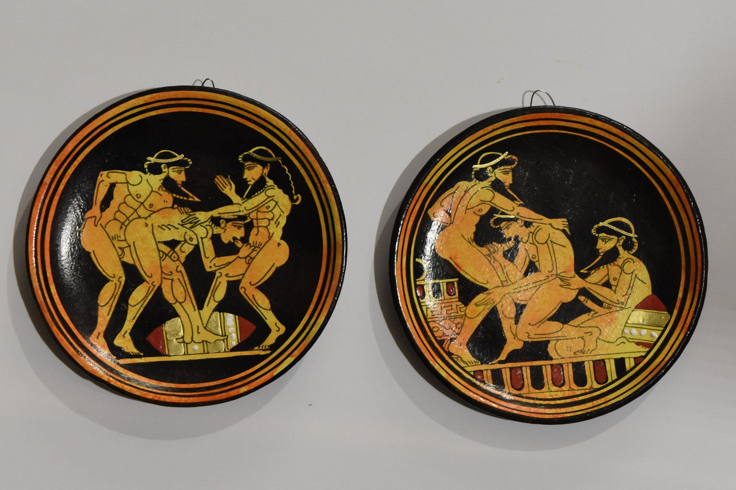 Homoerotic Scene - Set of Two - Athens, 450 BC - There is no remedy for love but to love more - Ceramic - Handmade in Greece