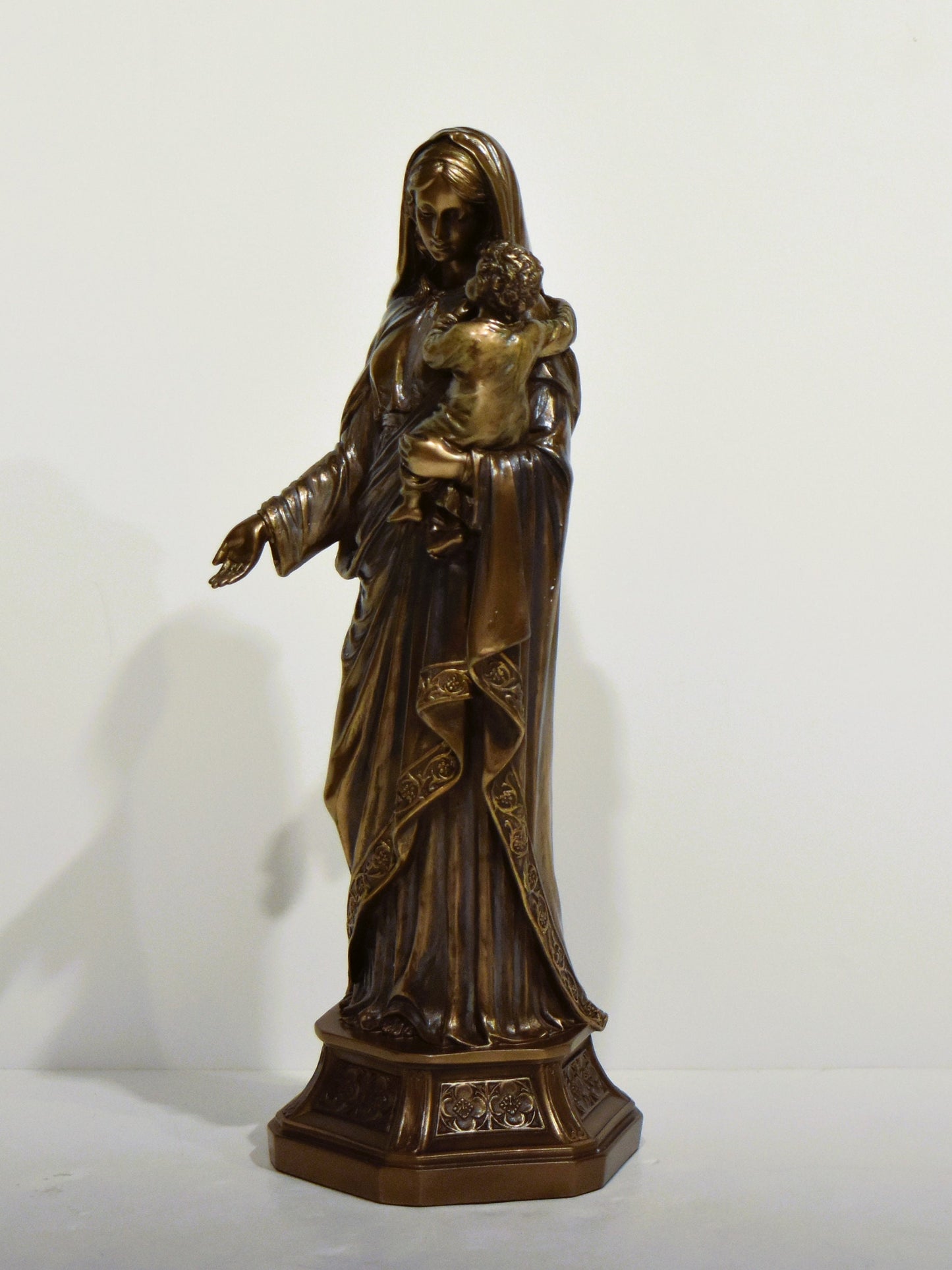 Virgin Mary Hugging Baby Jesus - Blessed Mother - Protection - Christianity - Cold Cast Bronze Resin