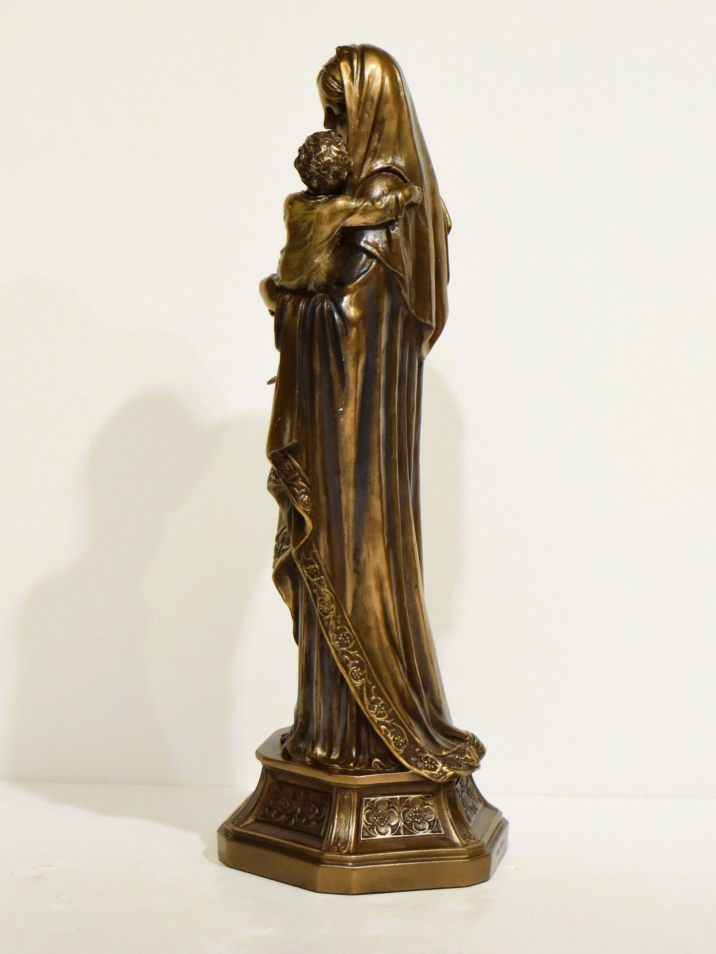 Virgin Mary Hugging Baby Jesus - Blessed Mother - Protection - Christianity - Cold Cast Bronze Resin