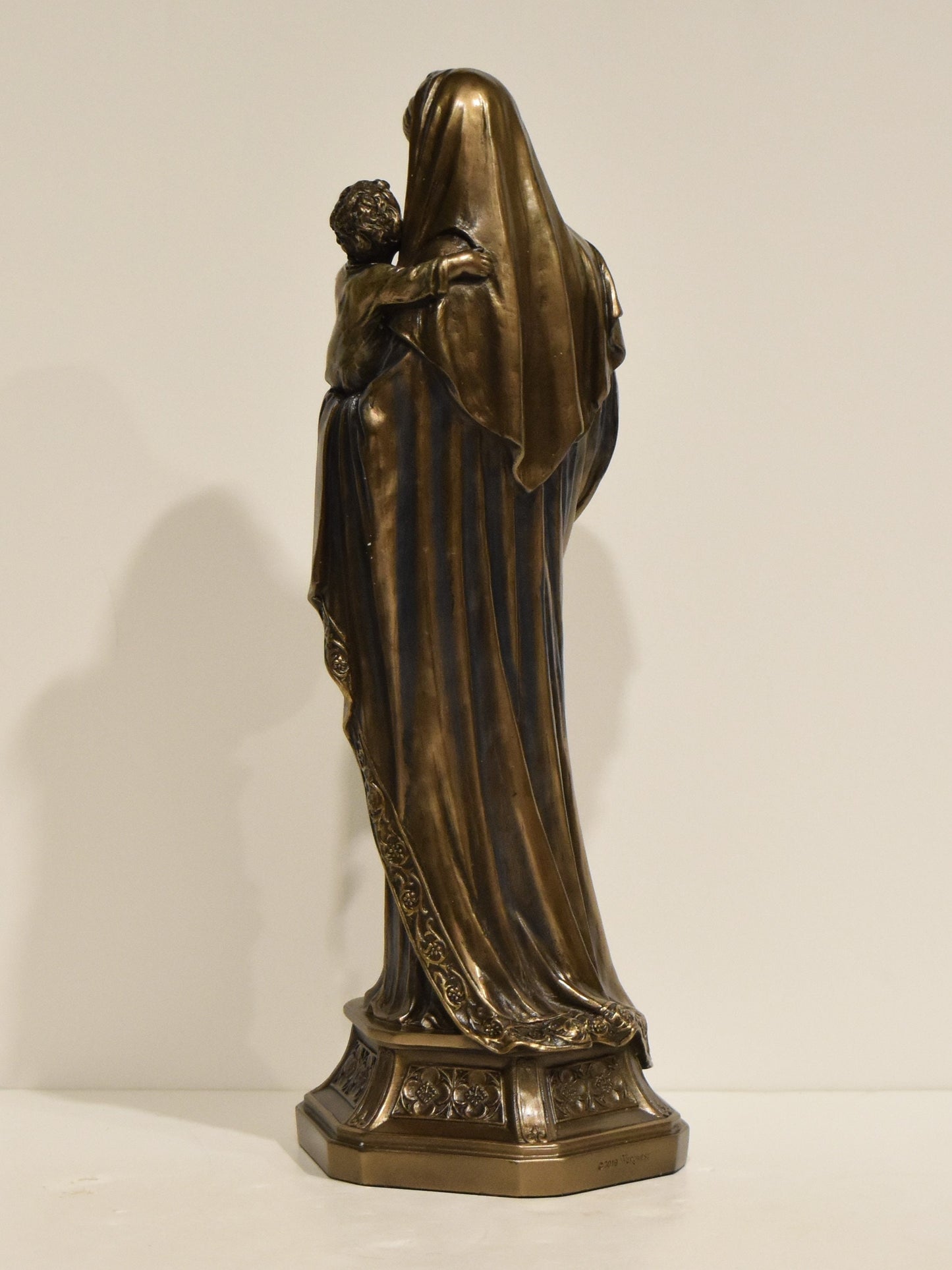 Virgin Mary Hugging Baby Jesus - Blessed Mother - Protection - Christianity - Cold Cast Bronze Resin