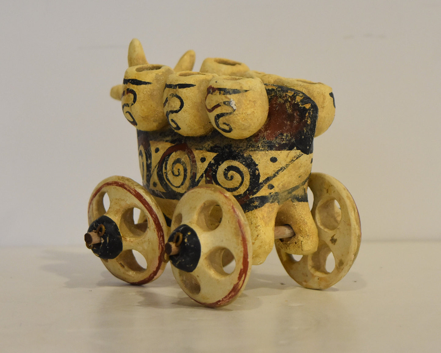 Bull on Wheels - Carrying Amphoras - Children's Toy - Athens, Attica  - 500 BC - Museum Reproduction - Ceramic Artifact