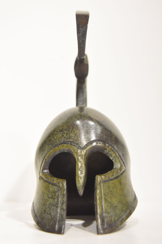 Ancient Greek Spartan Corinthian Helmet - War Protection - pure bronze statue