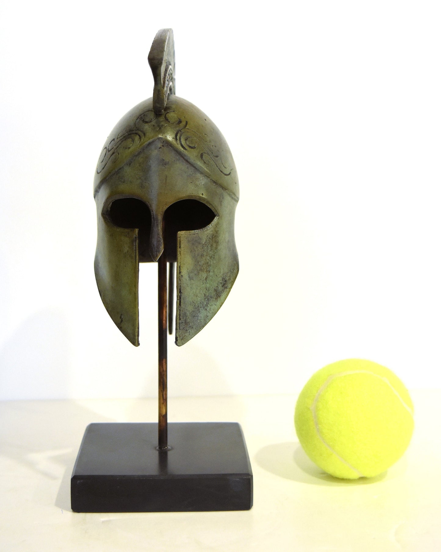 Ancient Greek Athenian Corinthian Helmet - Classic Period - Marble Base  - Museum Replica - Pure Bronze Statue