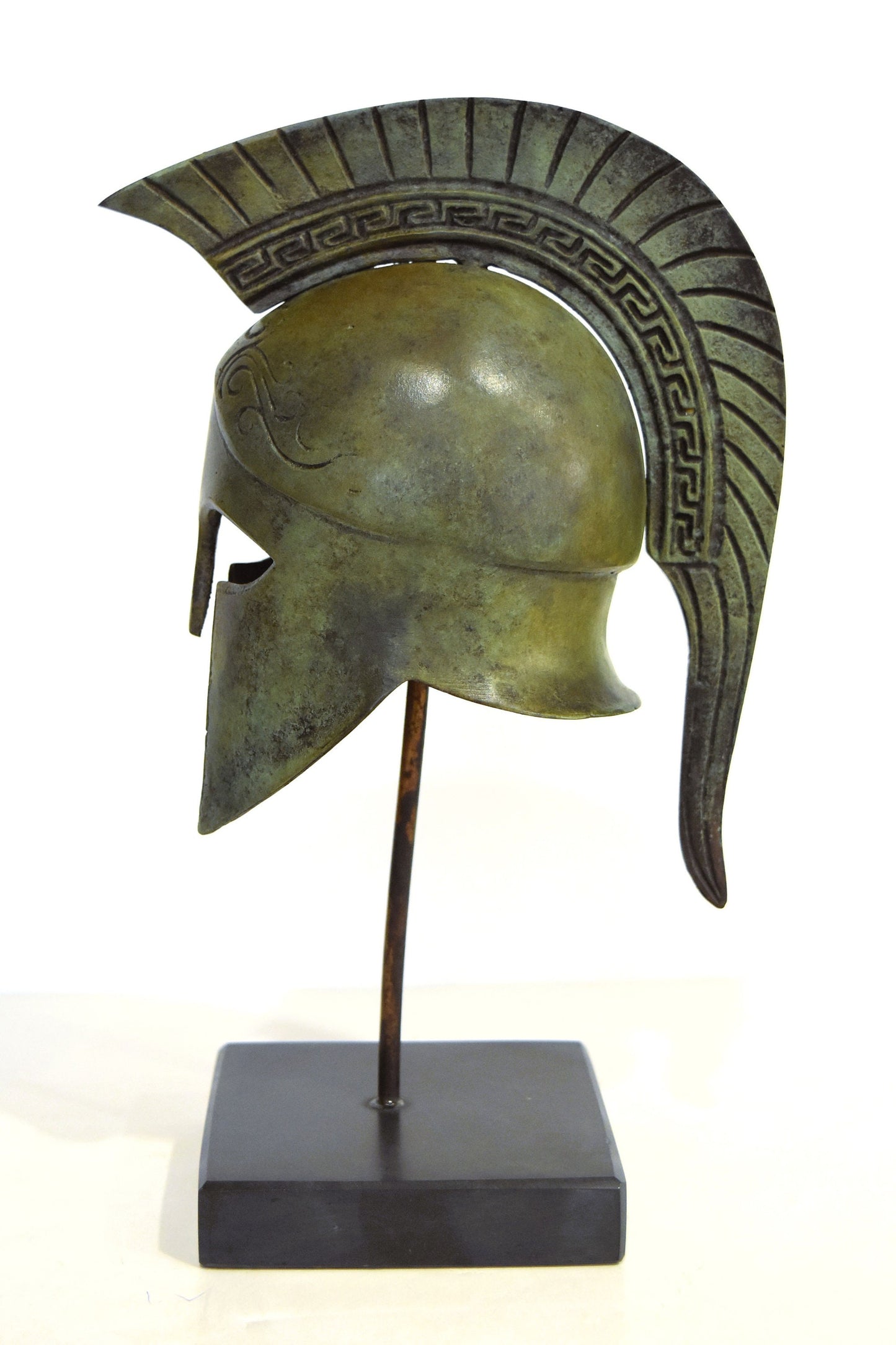 Ancient Greek Athenian Corinthian Helmet - Classic Period - Marble Base  - Museum Replica - Pure Bronze Statue