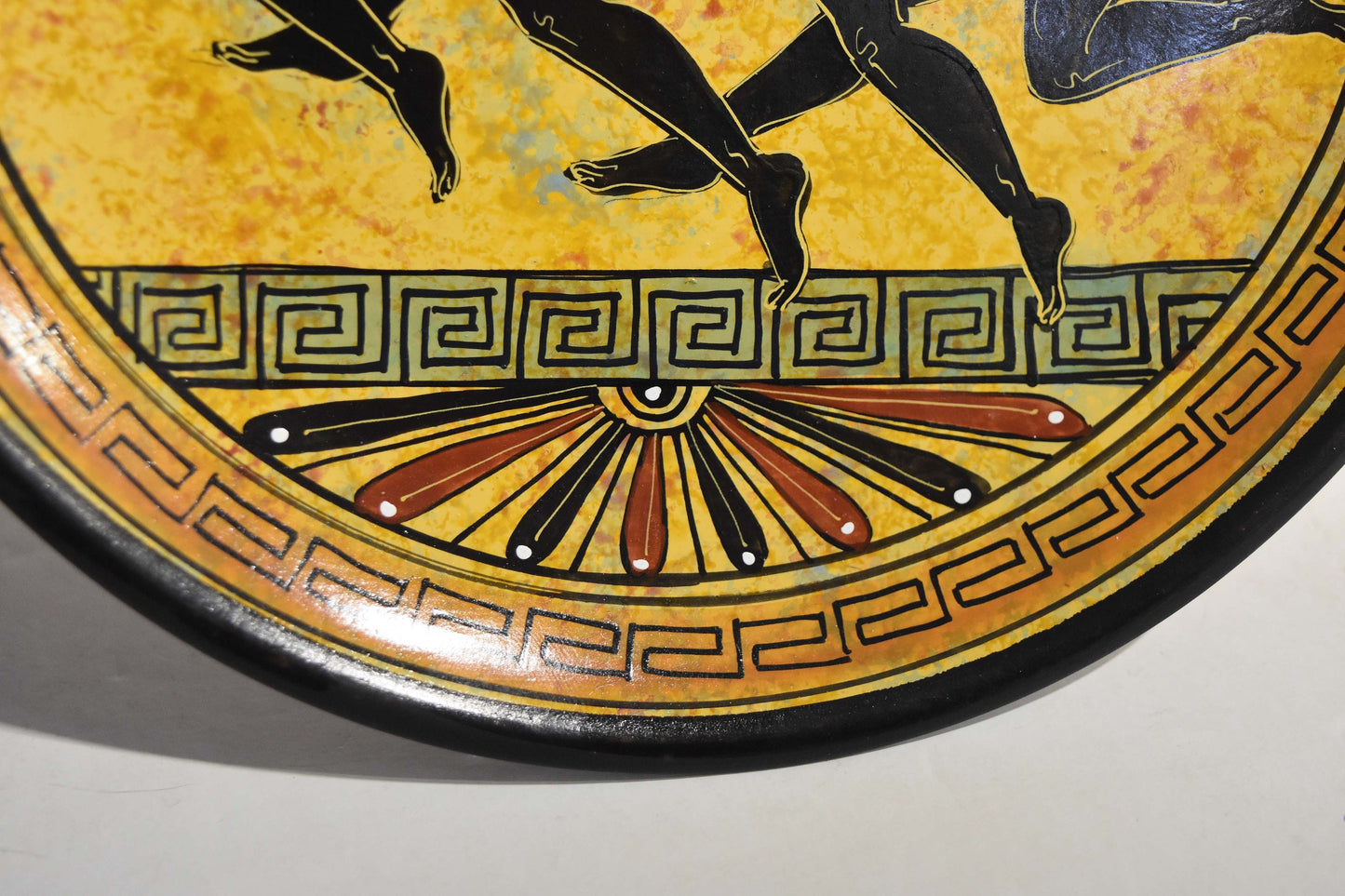 Women Runners in Ancient Heraean Games - Sportswomen - Classic Period - 500 BC - Meander Motif - Ceramic plate - Handmade in Greece