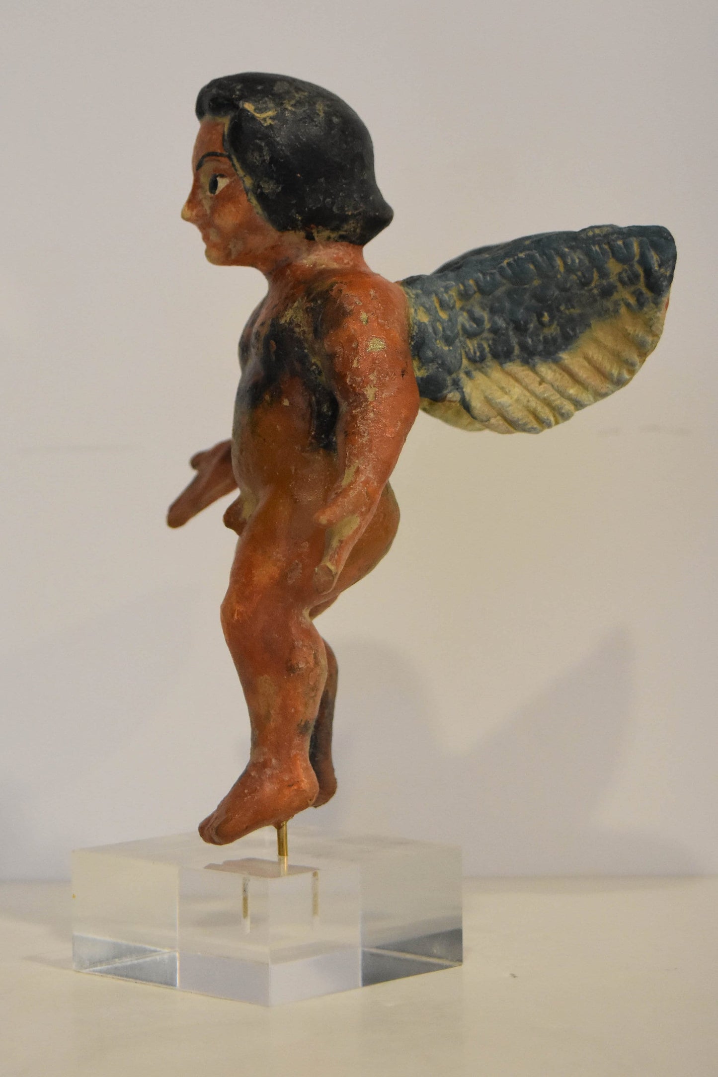 Eros Cupid - The mischievous God of Love, a minion and constant companion of the Goddess Aphrodite - Plexiglass Base - Ceramic Artifact