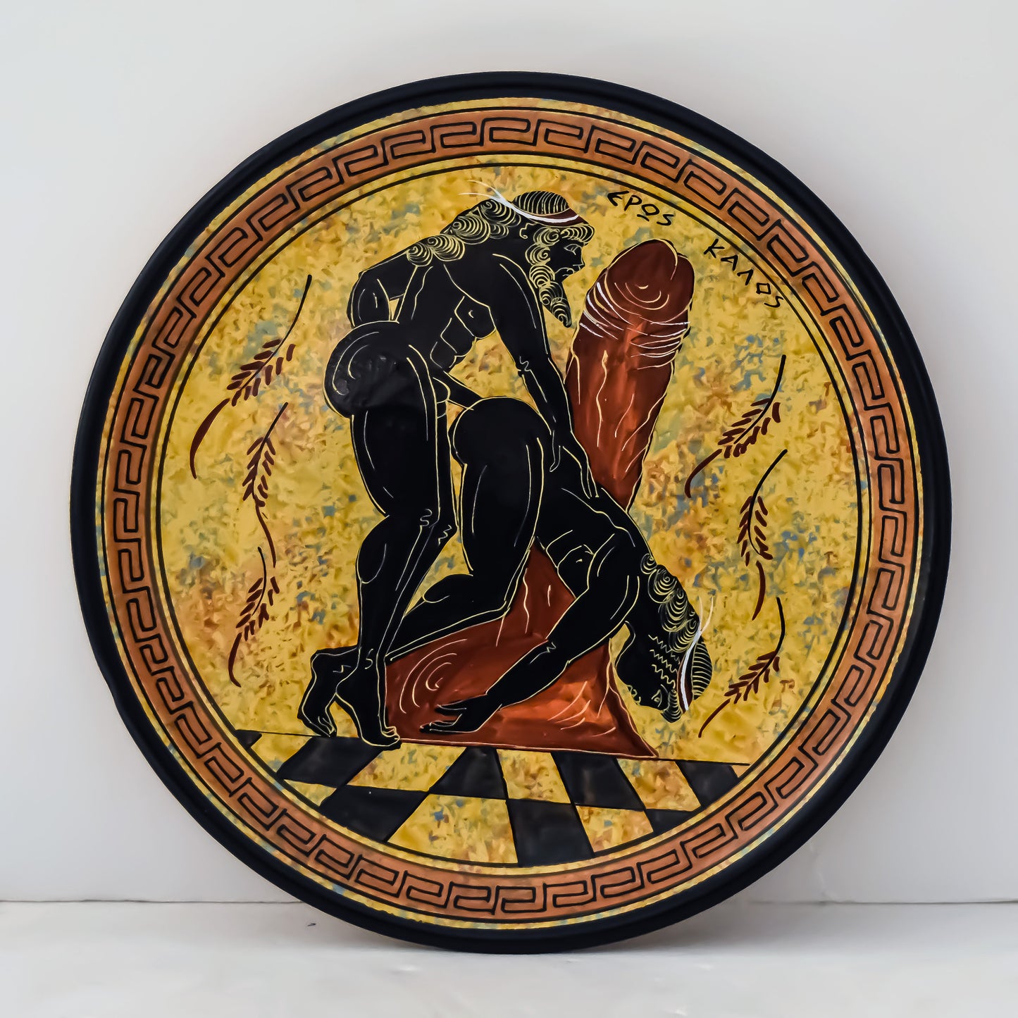 Homoerotic Scene between Two Males  - Athens, 500 BC - Everything I do, I do it for you - Ceramic - Meander design - Handmade in Greece