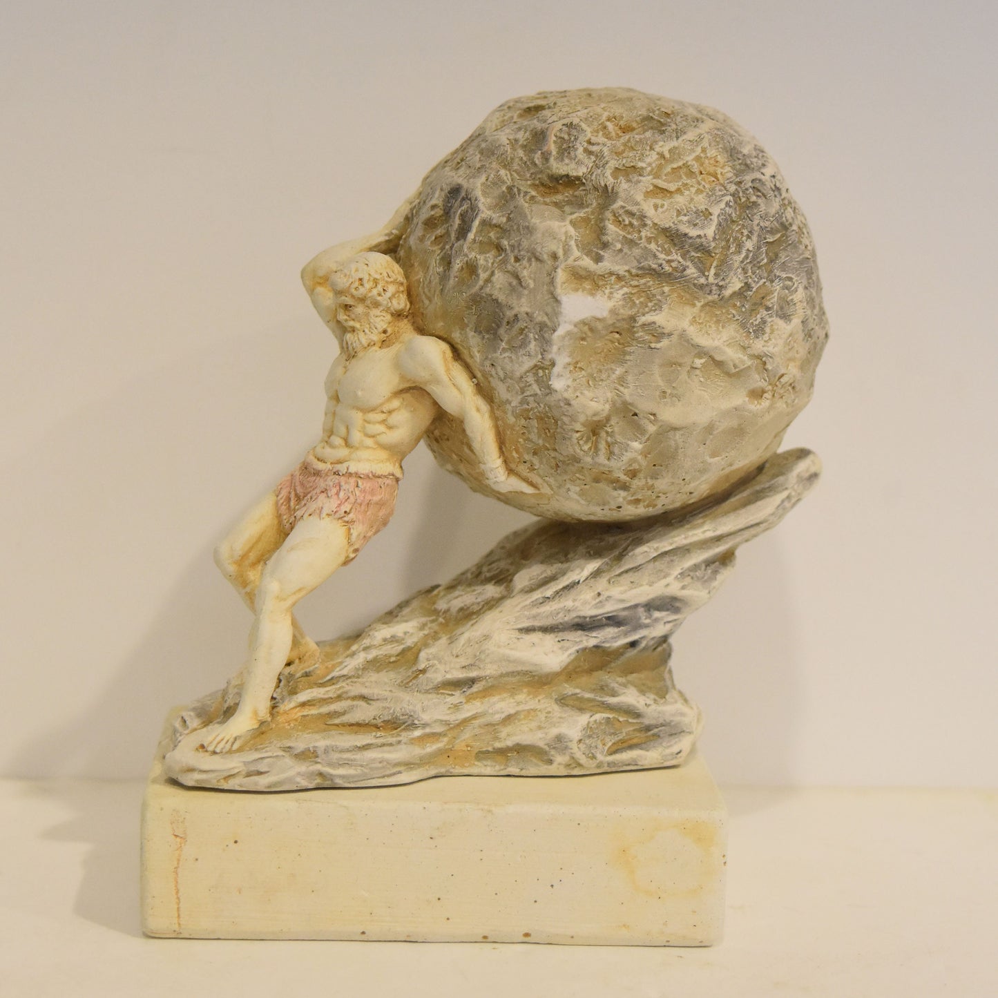 Sisyphus Sisyphos - Zeus dealt him the eternal punishment of forever rolling a boulder up a hill of Hades - Handmade - Casting Stone