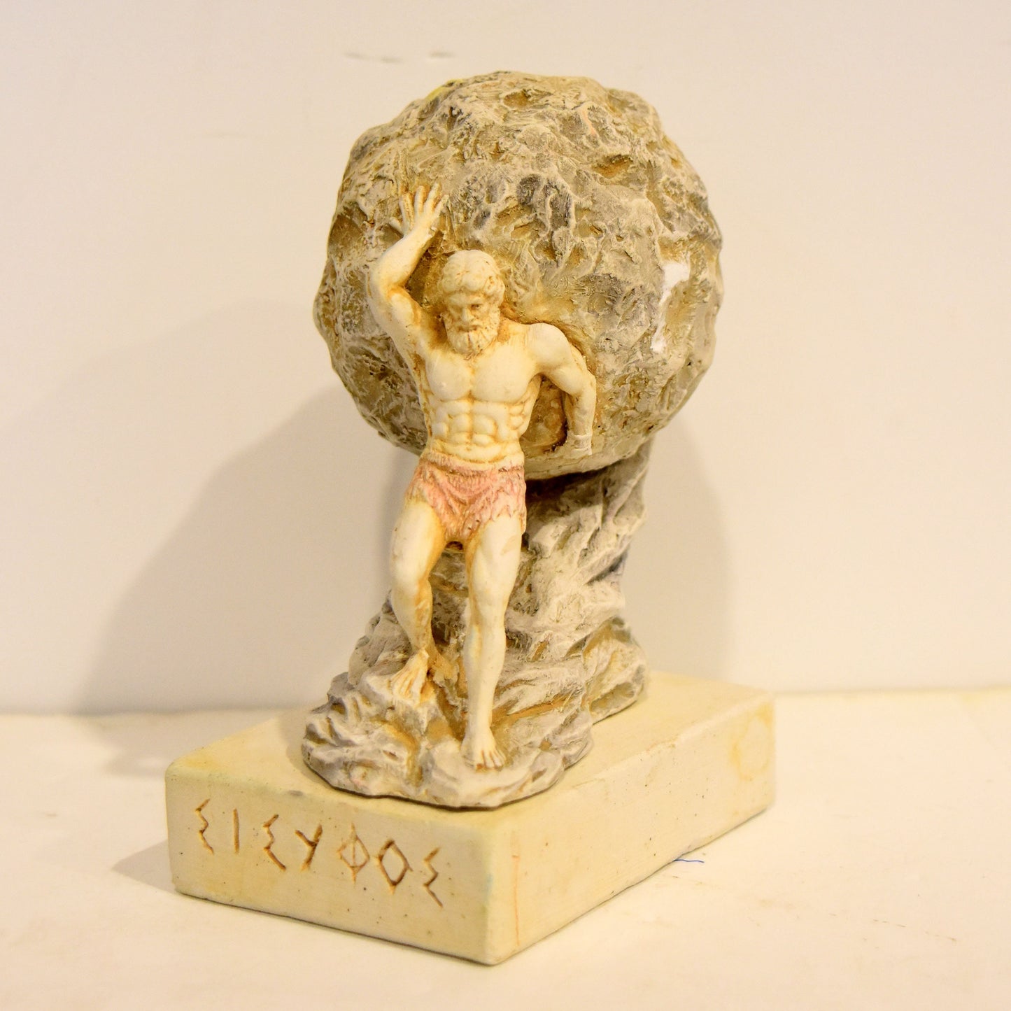 Sisyphus Sisyphos - Zeus dealt him the eternal punishment of forever rolling a boulder up a hill of Hades - Handmade - Casting Stone